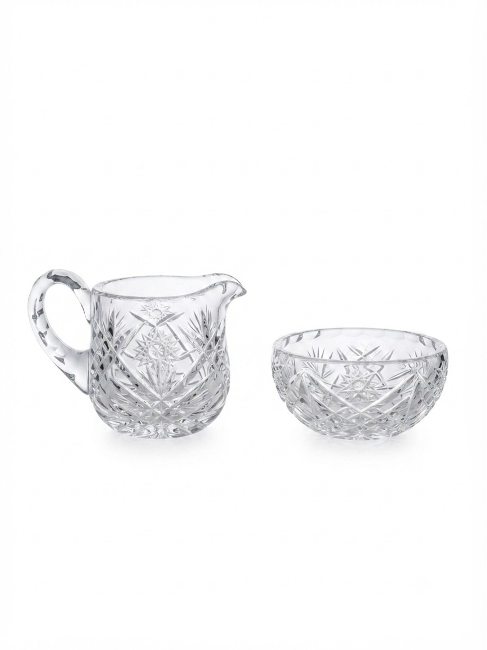 Authentic Bohemia Crystal 💎 Complete 3pc Set - Creamer, Sugar & Tray *LIKE NEW*